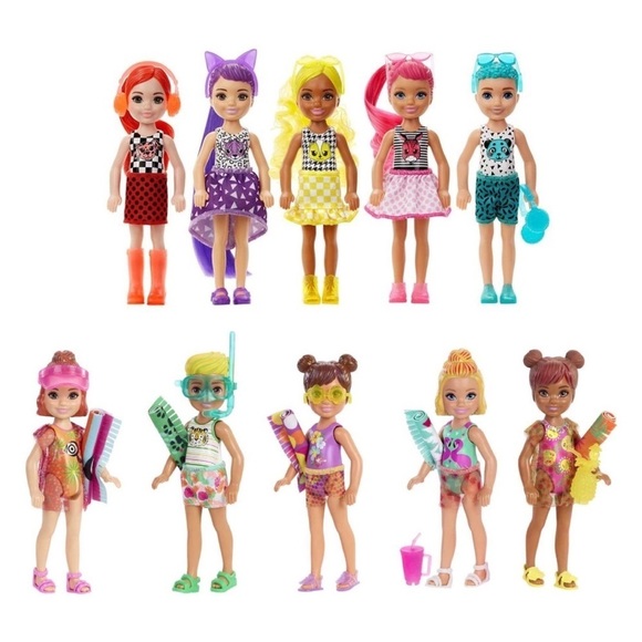 Barbie COLOR REVEAL COLOR BLOCK SERIES & SAND & SUN SERIES CHELSEA DOLLS - Picture 15 of 15